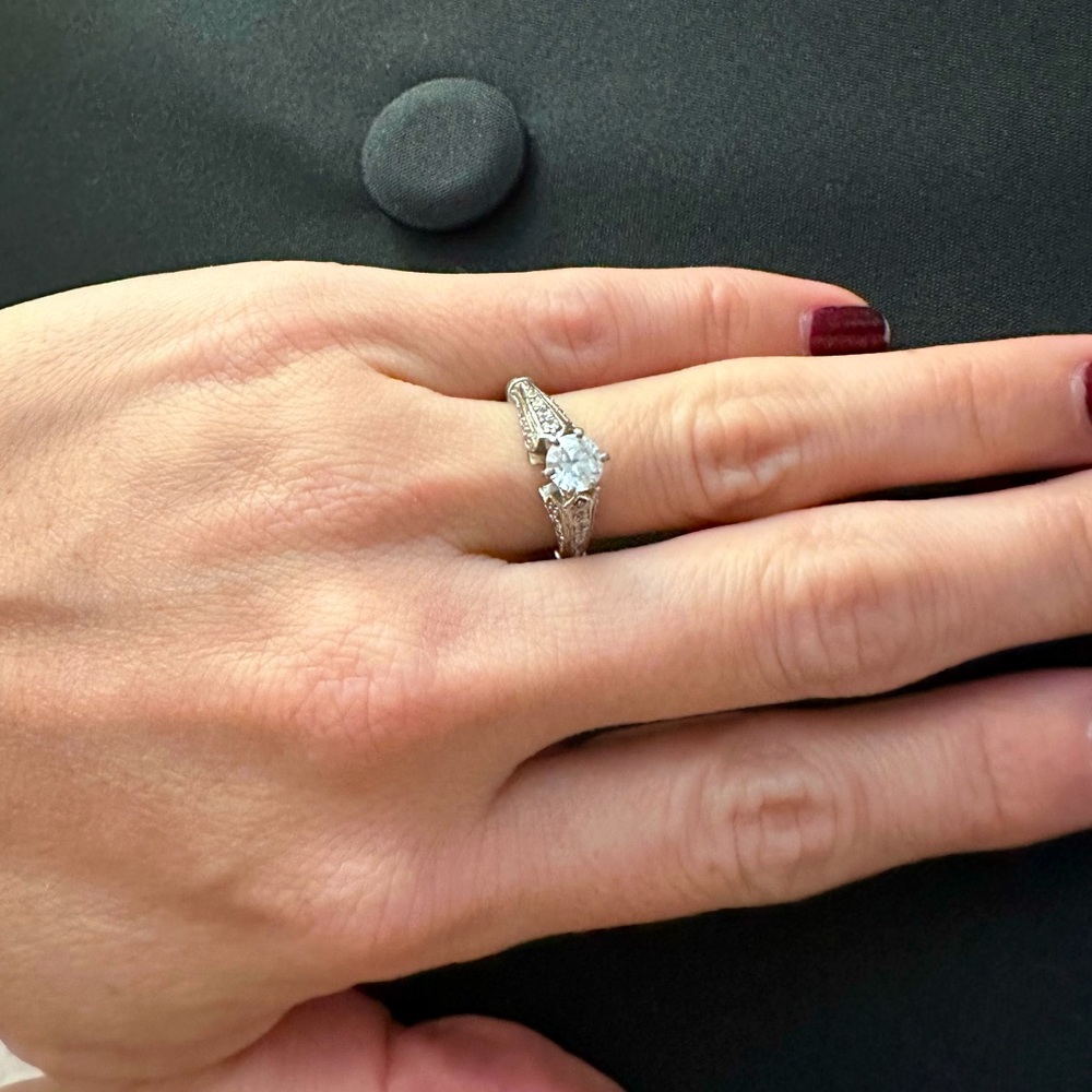Filigree style engagement ring